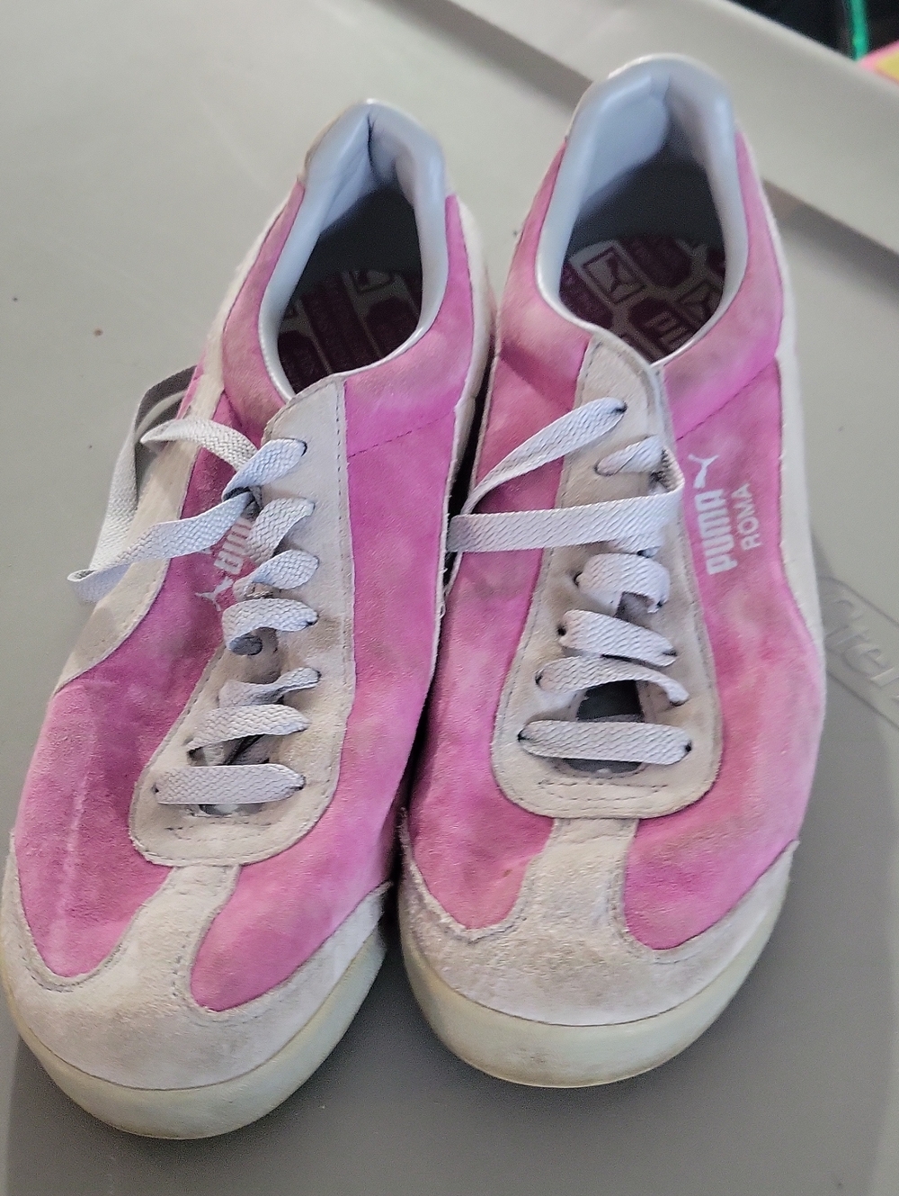 Puma Roma Women's Pink Suede Sneakers with White Accents